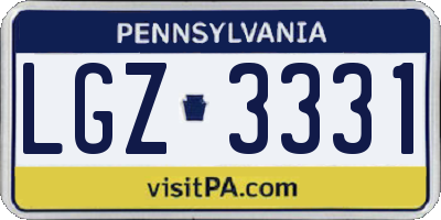 PA license plate LGZ3331