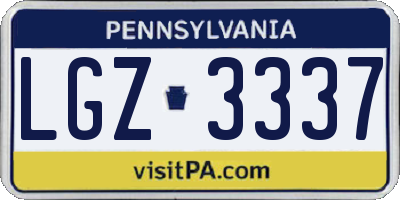 PA license plate LGZ3337