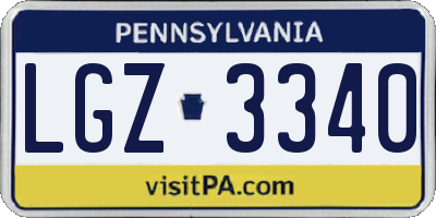 PA license plate LGZ3340