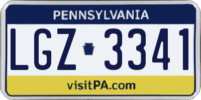 PA license plate LGZ3341
