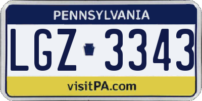 PA license plate LGZ3343