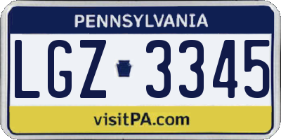 PA license plate LGZ3345