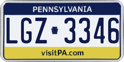 PA license plate LGZ3346