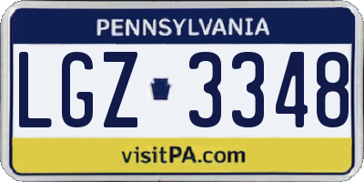 PA license plate LGZ3348