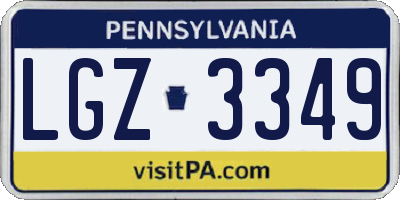 PA license plate LGZ3349