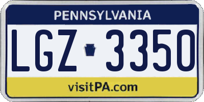 PA license plate LGZ3350