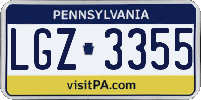 PA license plate LGZ3355