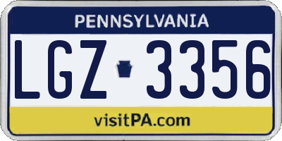 PA license plate LGZ3356