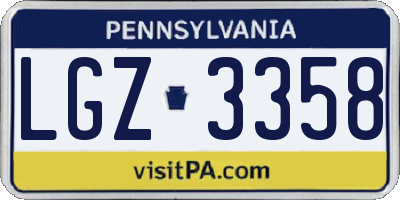 PA license plate LGZ3358