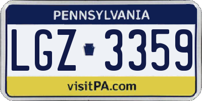 PA license plate LGZ3359
