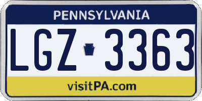 PA license plate LGZ3363