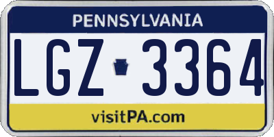 PA license plate LGZ3364