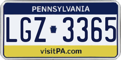 PA license plate LGZ3365