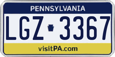 PA license plate LGZ3367