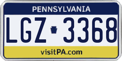 PA license plate LGZ3368