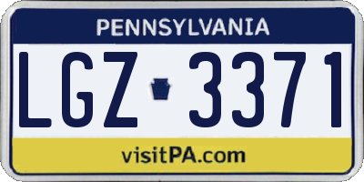 PA license plate LGZ3371