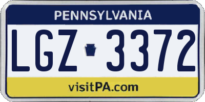 PA license plate LGZ3372