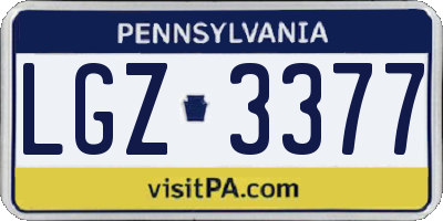 PA license plate LGZ3377