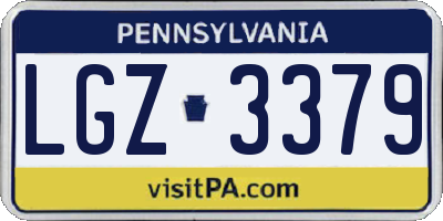 PA license plate LGZ3379