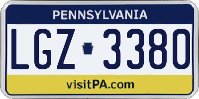 PA license plate LGZ3380