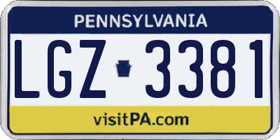 PA license plate LGZ3381
