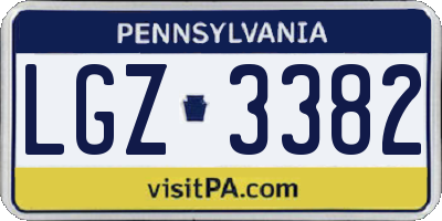PA license plate LGZ3382