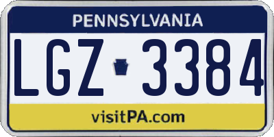 PA license plate LGZ3384