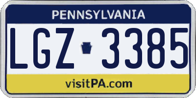 PA license plate LGZ3385