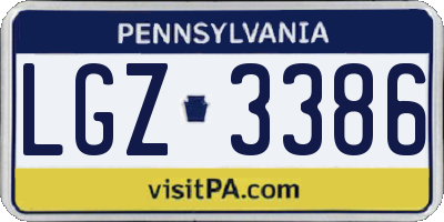 PA license plate LGZ3386