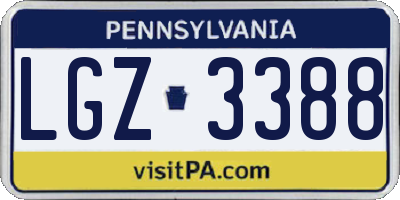 PA license plate LGZ3388