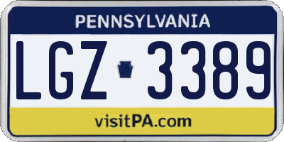 PA license plate LGZ3389