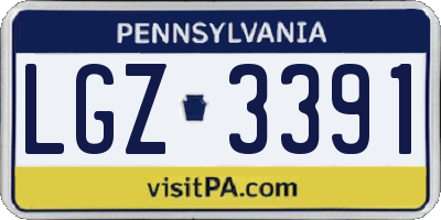 PA license plate LGZ3391