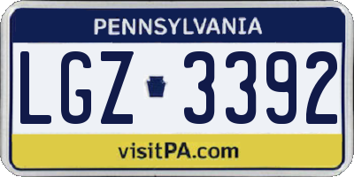 PA license plate LGZ3392