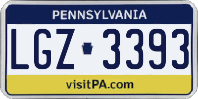 PA license plate LGZ3393