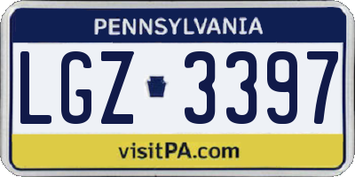PA license plate LGZ3397
