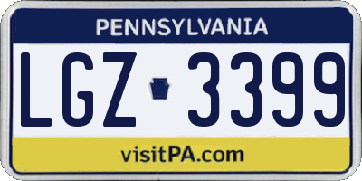 PA license plate LGZ3399