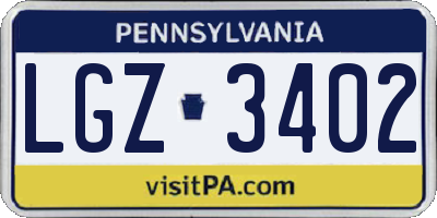 PA license plate LGZ3402
