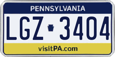 PA license plate LGZ3404