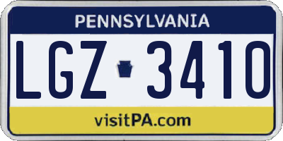 PA license plate LGZ3410