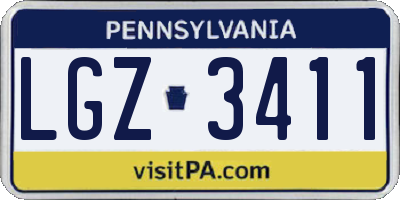 PA license plate LGZ3411
