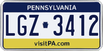 PA license plate LGZ3412