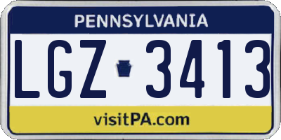 PA license plate LGZ3413