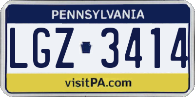 PA license plate LGZ3414