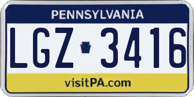 PA license plate LGZ3416
