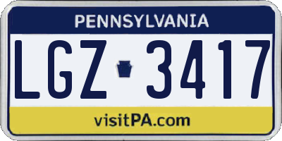 PA license plate LGZ3417