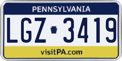 PA license plate LGZ3419