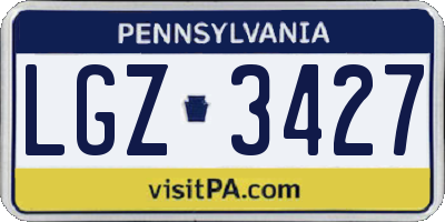 PA license plate LGZ3427
