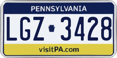 PA license plate LGZ3428
