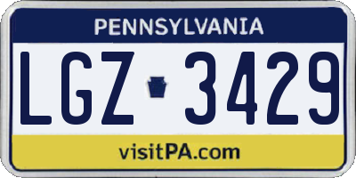 PA license plate LGZ3429