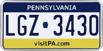 PA license plate LGZ3430